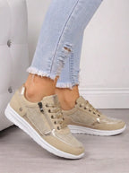 Women's Chic Zip-Up Sneakers – Cushioned Sole