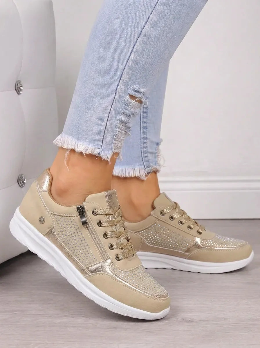 Women's Chic Zip-Up Sneakers – Cushioned Sole