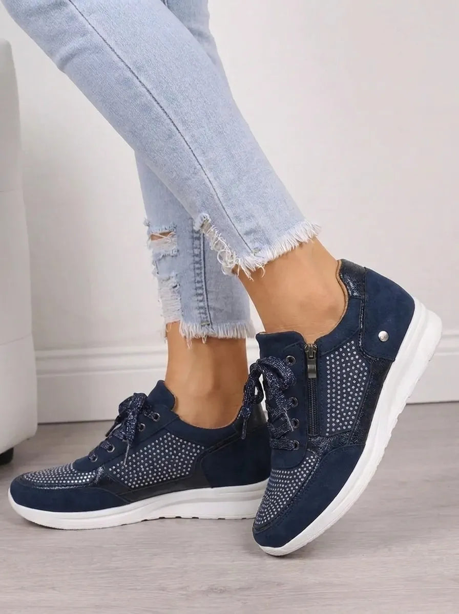 Women's Chic Zip-Up Sneakers – Cushioned Sole