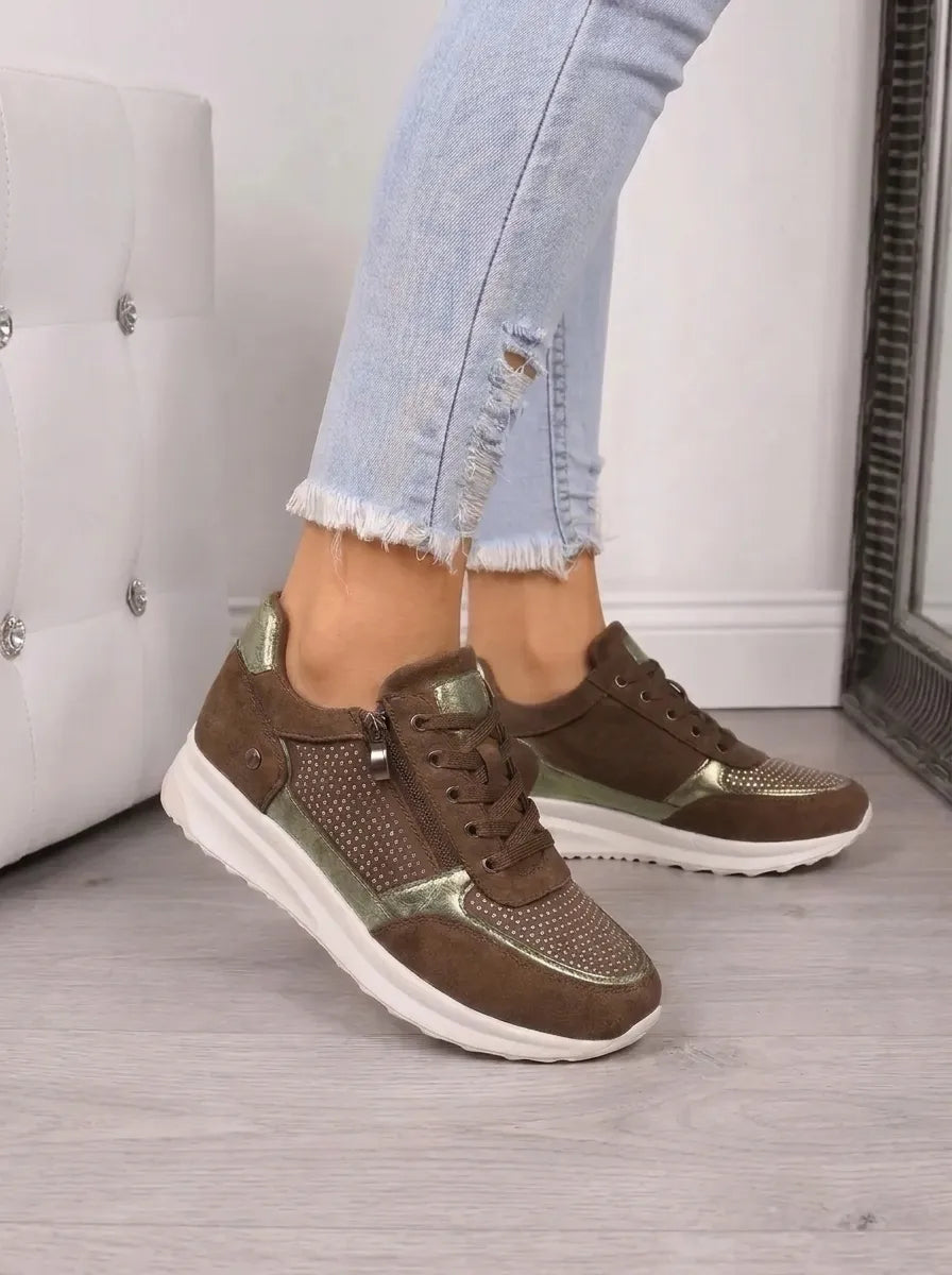Women's Chic Zip-Up Sneakers – Cushioned Sole