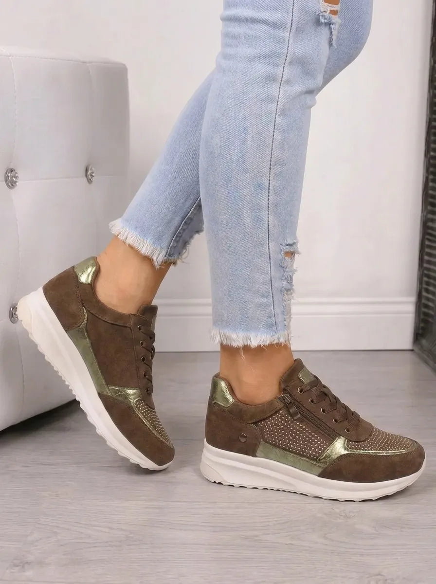Women's Chic Zip-Up Sneakers – Cushioned Sole