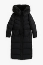 Alissa - Fur Hooded Longline Winter Puffer Jacket