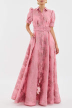 Anabella Floral Maxi Dress – Short Puff Sleeves
