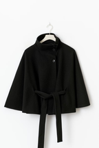 Loreza Women's Cape Coat – Belted High Collar