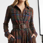 Women's Check Shirt Dress – Long Sleeve