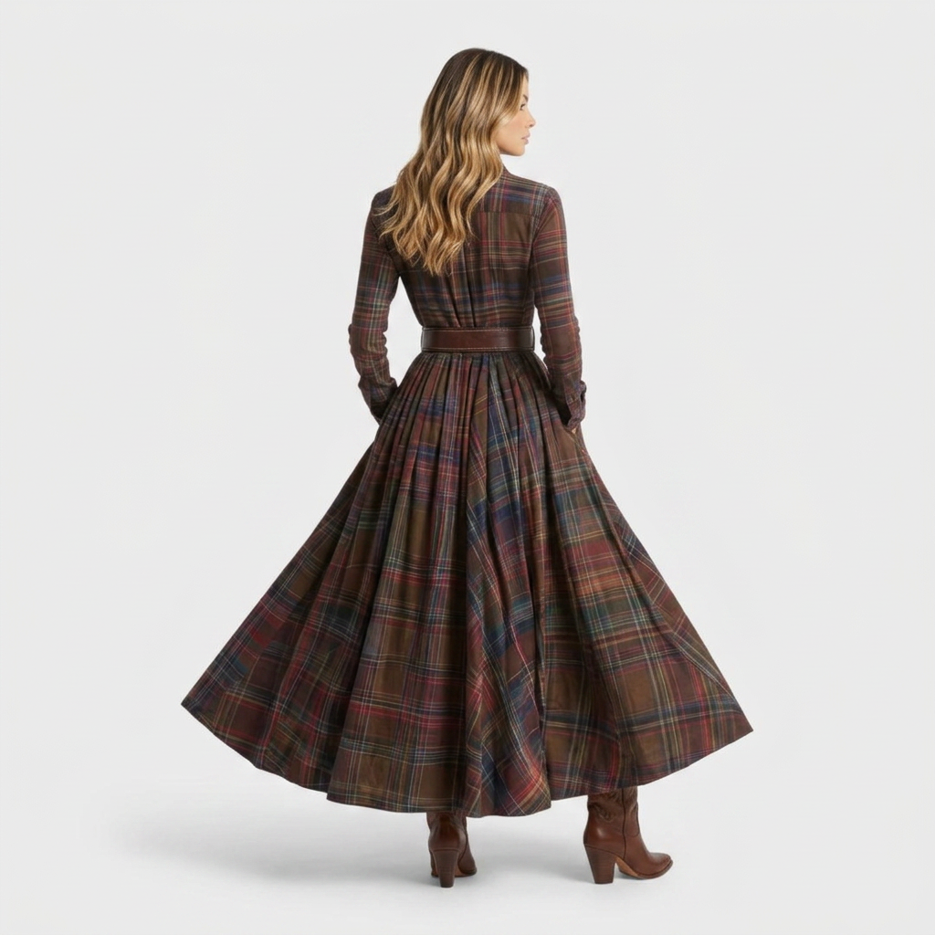 Women's Check Shirt Dress – Long Sleeve