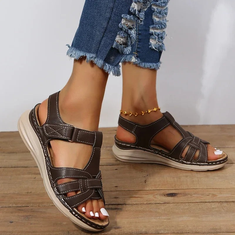 Iris Orthopedic Leather Sandals – Strappy Design