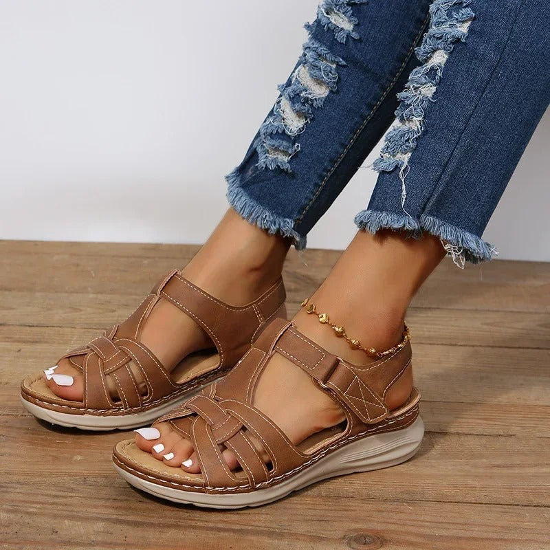 Iris Orthopedic Leather Sandals – Strappy Design