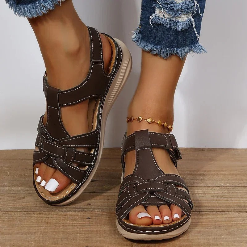 Iris Orthopedic Leather Sandals – Strappy Design