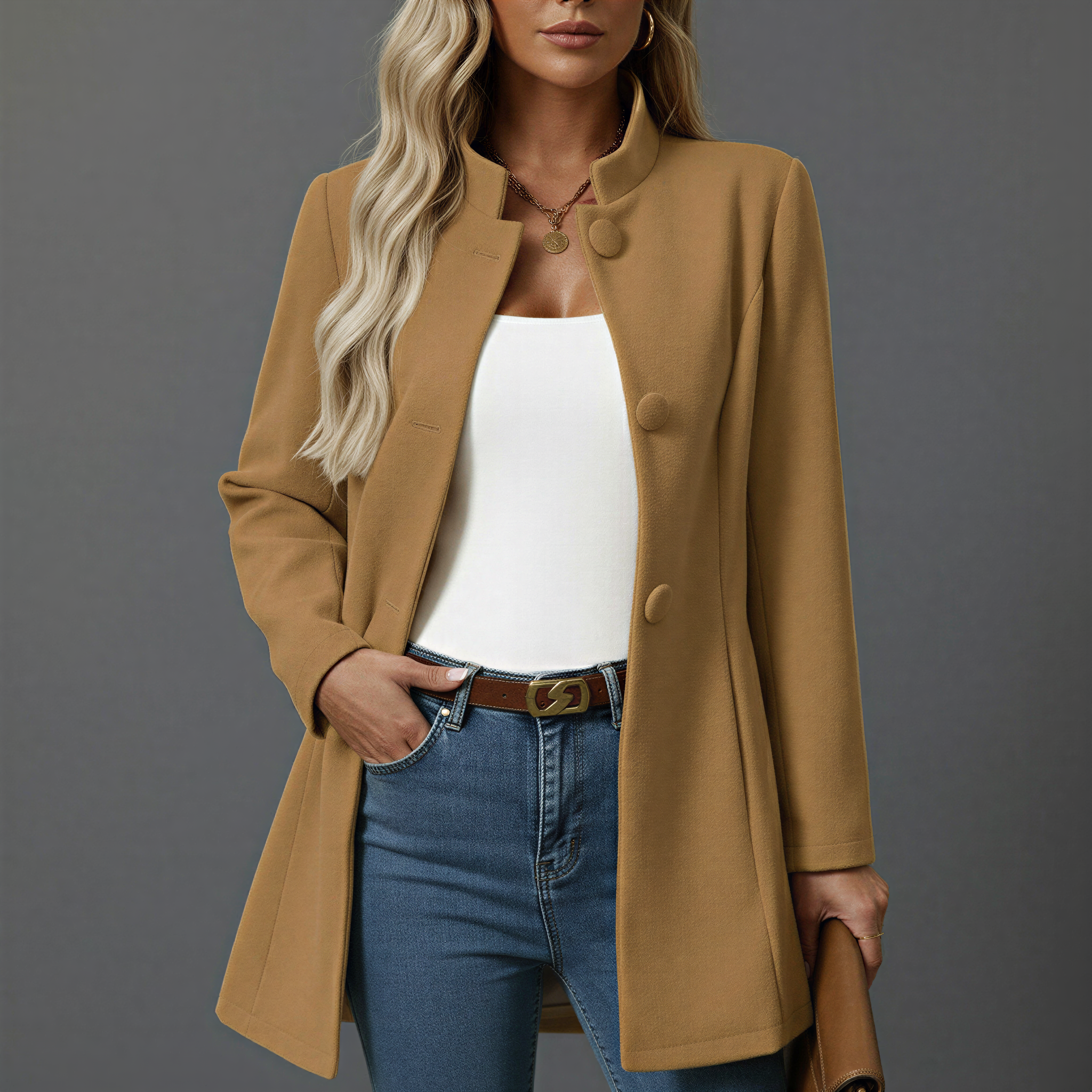 Evelyn A-Line Trench Coat – Button Front