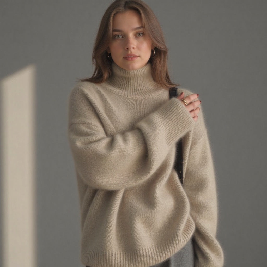 Women's Sydney Cashmere Turtleneck Sweater – Oversized Fit