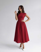 Women's Flutter Sleeve A-Line Midi Dress