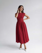 Women's Flutter Sleeve A-Line Midi Dress