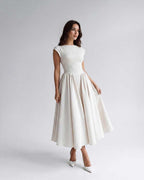 Women's Flutter Sleeve A-Line Midi Dress