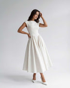 Women's Flutter Sleeve A-Line Midi Dress