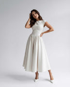 Women's Flutter Sleeve A-Line Midi Dress