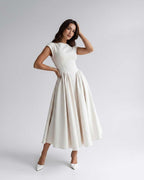 Women's Flutter Sleeve A-Line Midi Dress