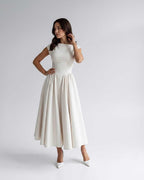 Women's Flutter Sleeve A-Line Midi Dress