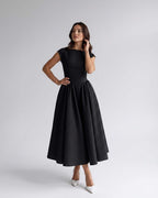 Women's Flutter Sleeve A-Line Midi Dress