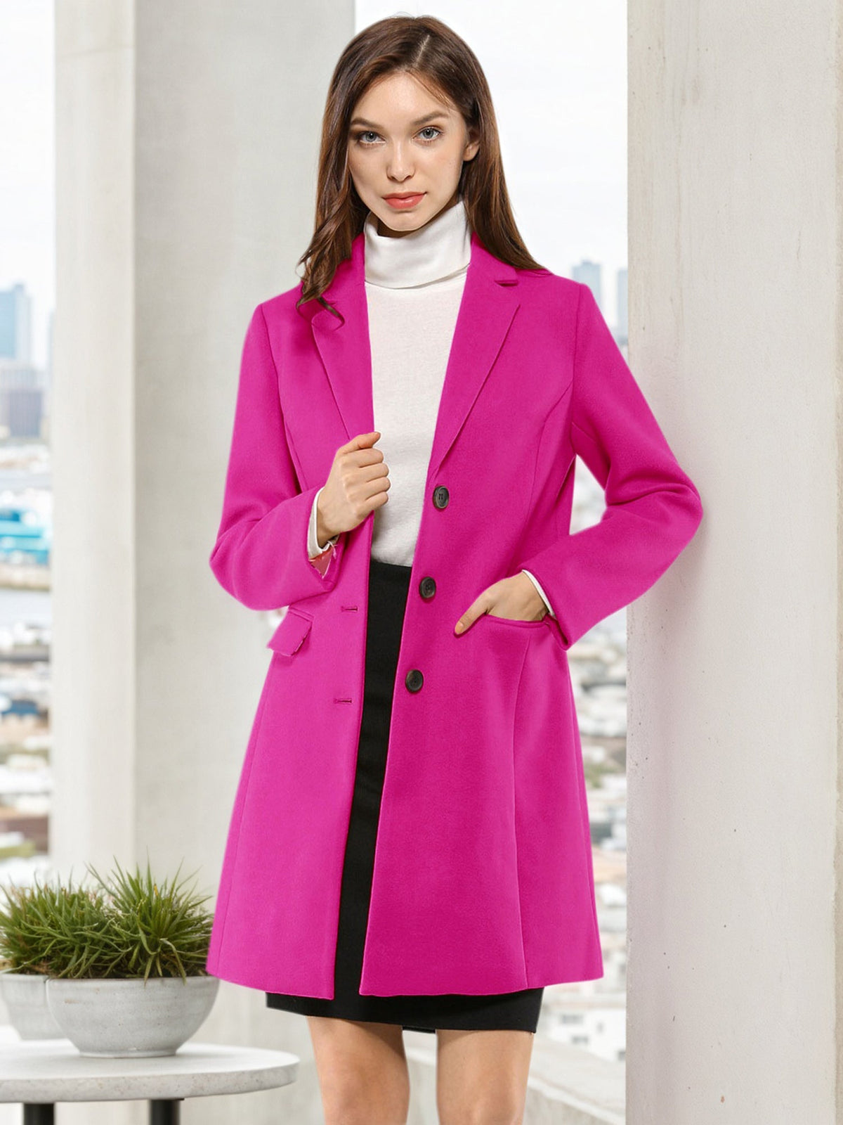 Women's Cozy Pea Coat – Notched Lapel