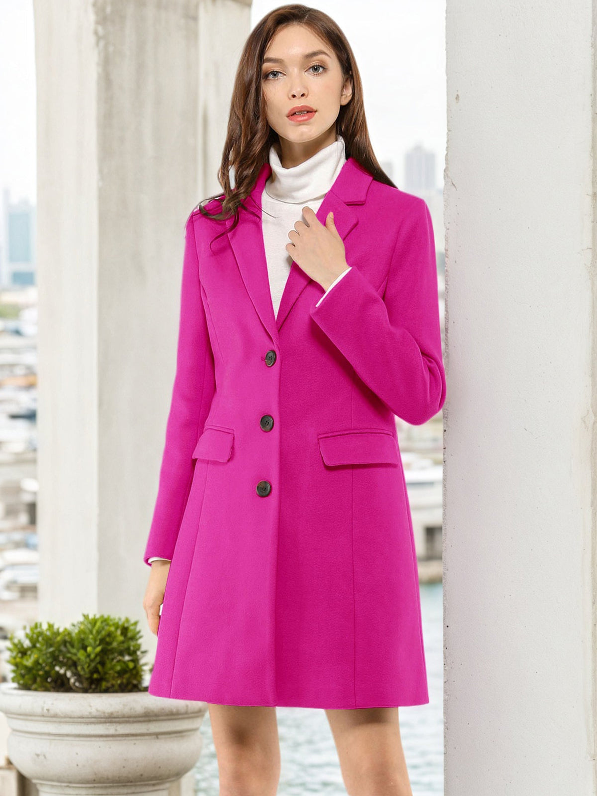 Women's Cozy Pea Coat – Notched Lapel