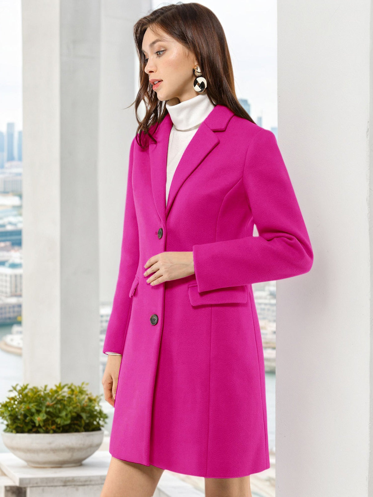 Women's Cozy Pea Coat – Notched Lapel