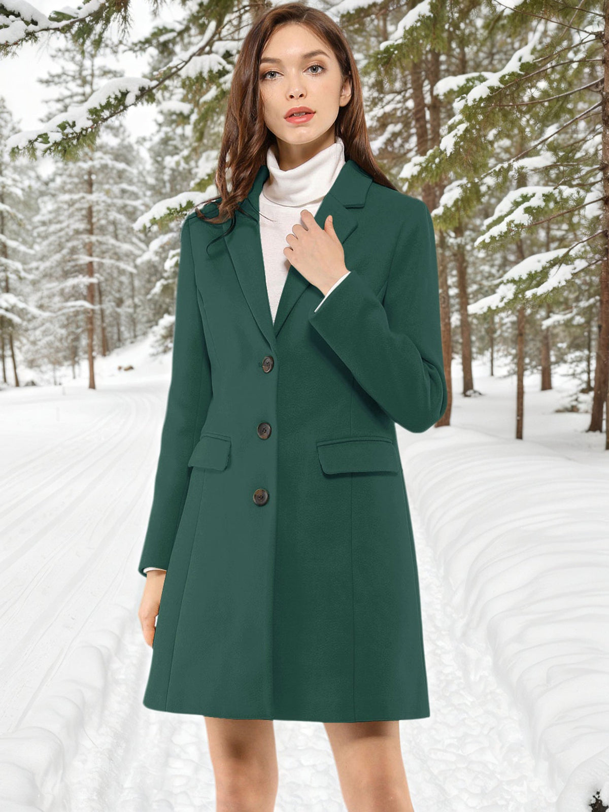 Women's Cozy Pea Coat – Notched Lapel
