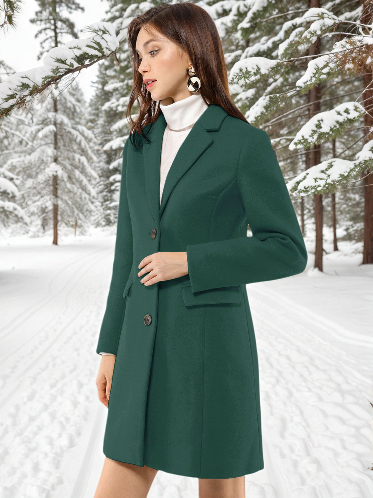 Women's Cozy Pea Coat – Notched Lapel