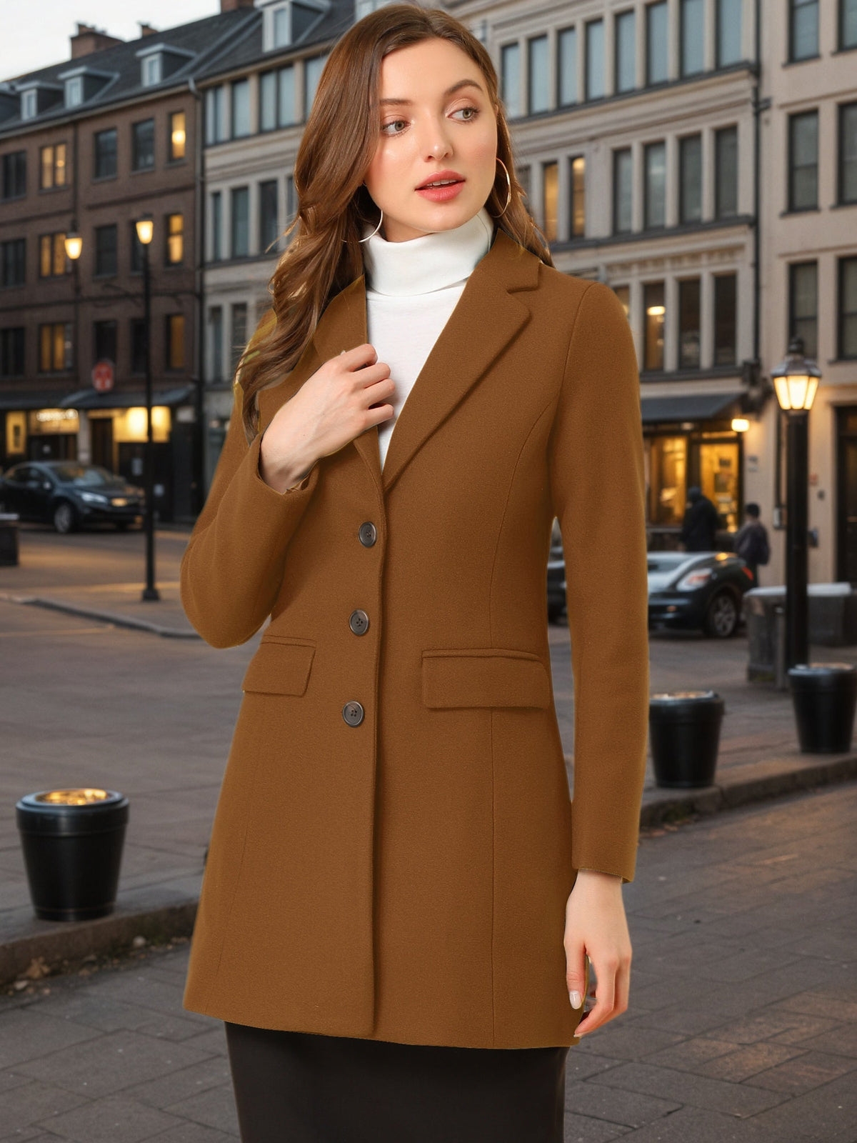 Women's Cozy Pea Coat – Notched Lapel