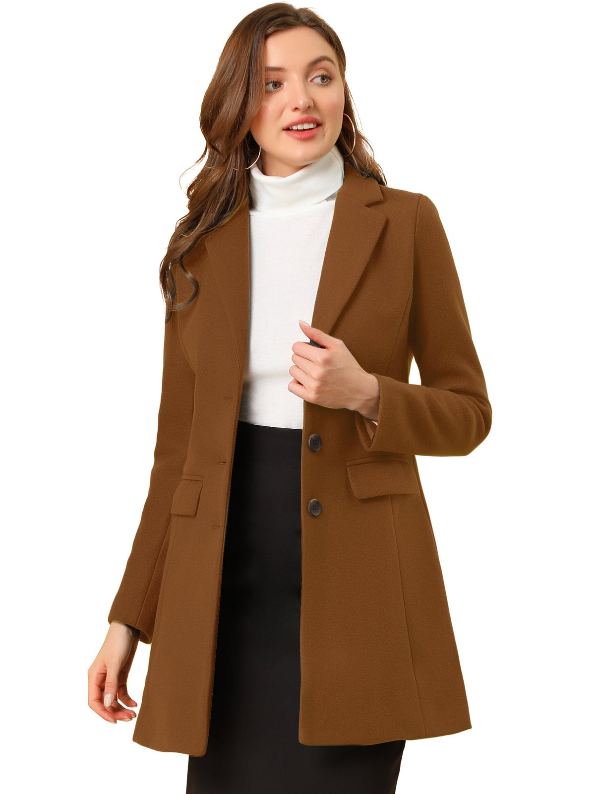 Women's Cozy Pea Coat – Notched Lapel