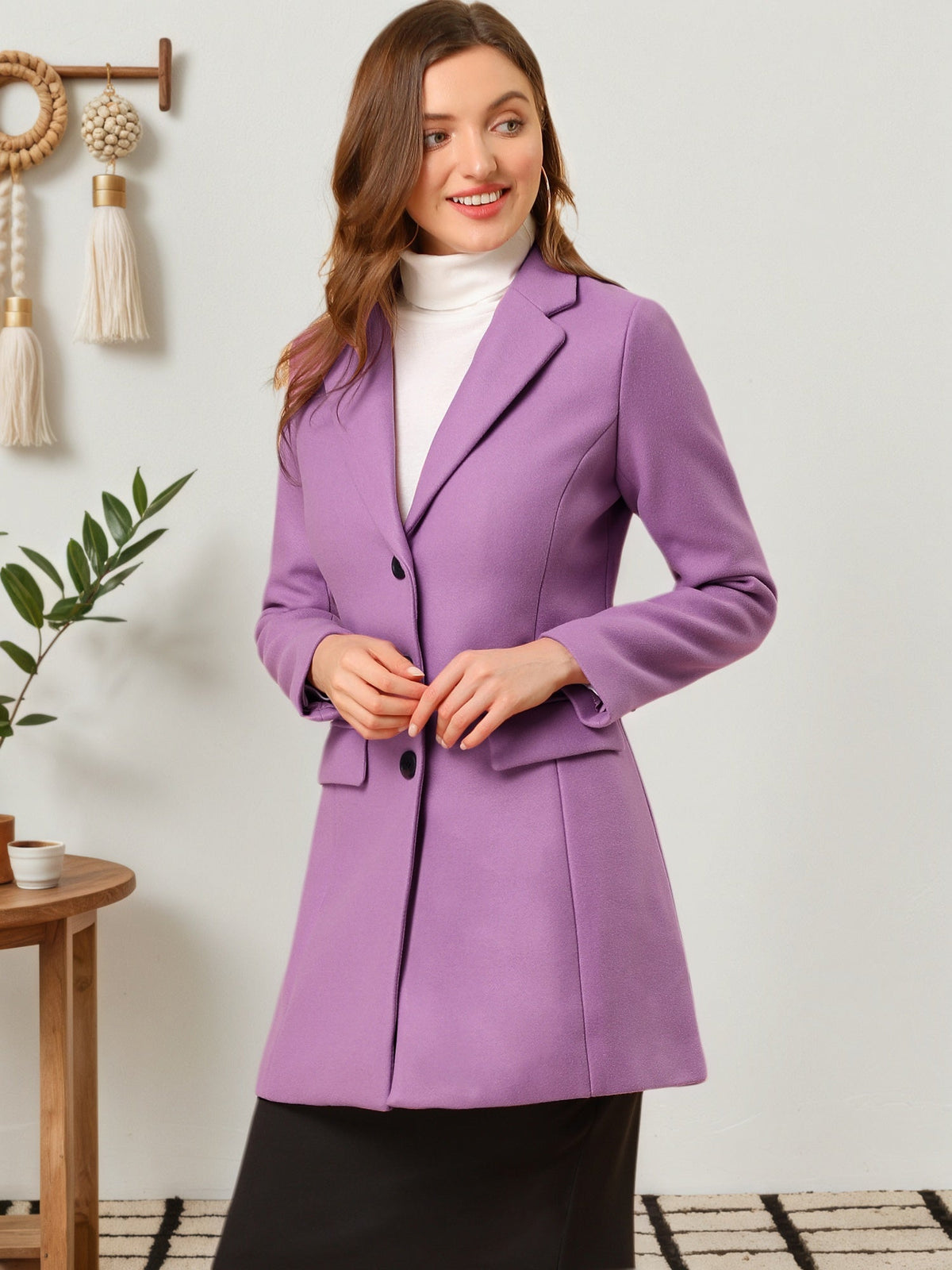 Women's Cozy Pea Coat – Notched Lapel