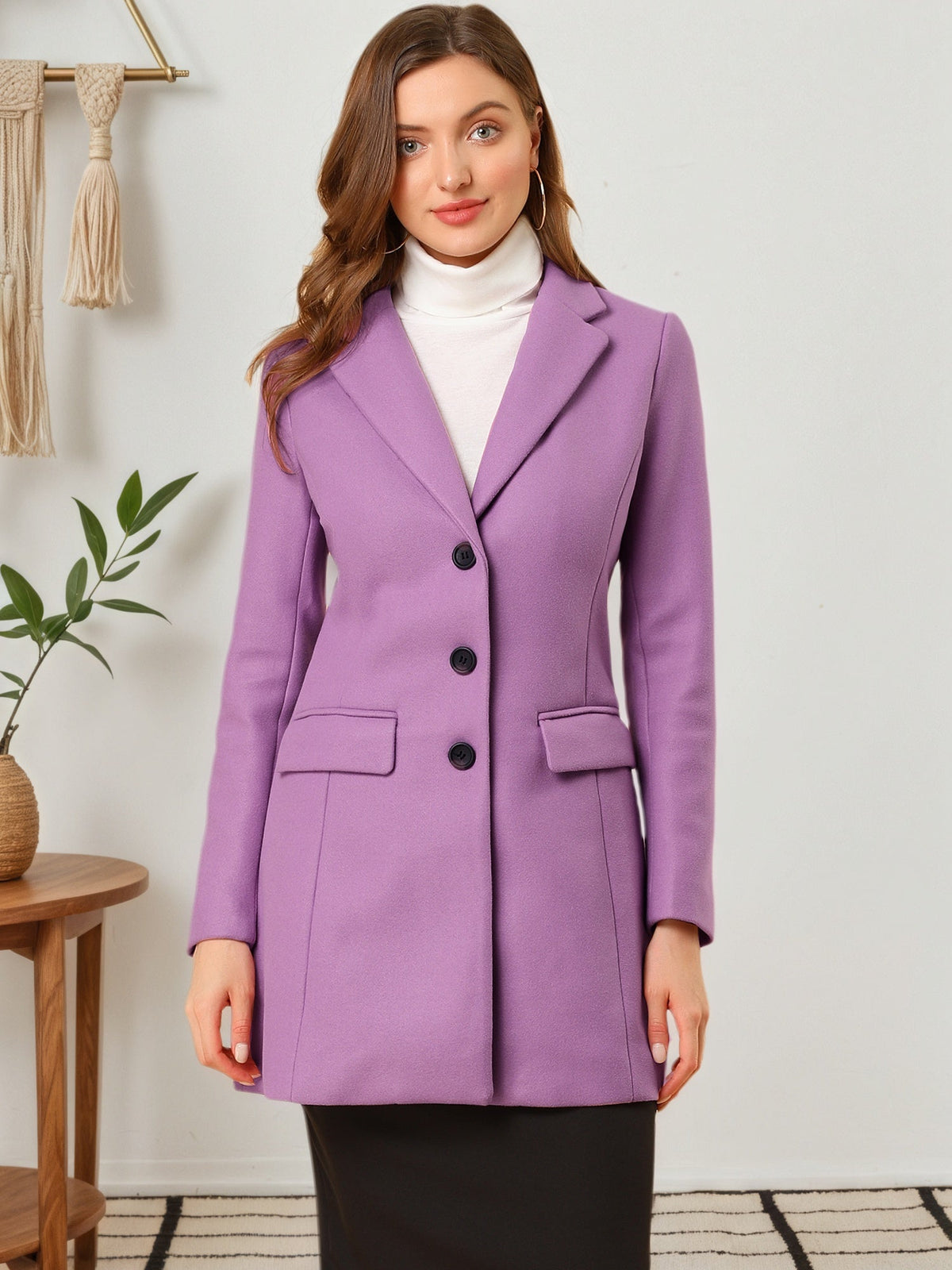 Women's Cozy Pea Coat – Notched Lapel