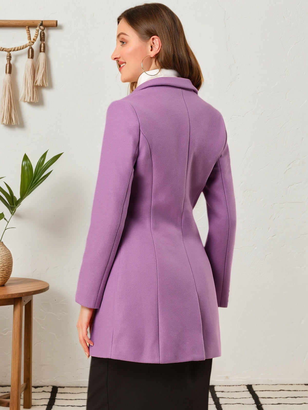 Women's Cozy Pea Coat – Notched Lapel