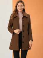 Women's Cozy Long Pea Coat – Button Front