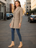 Women's Cozy Pea Coat – Notched Lapel