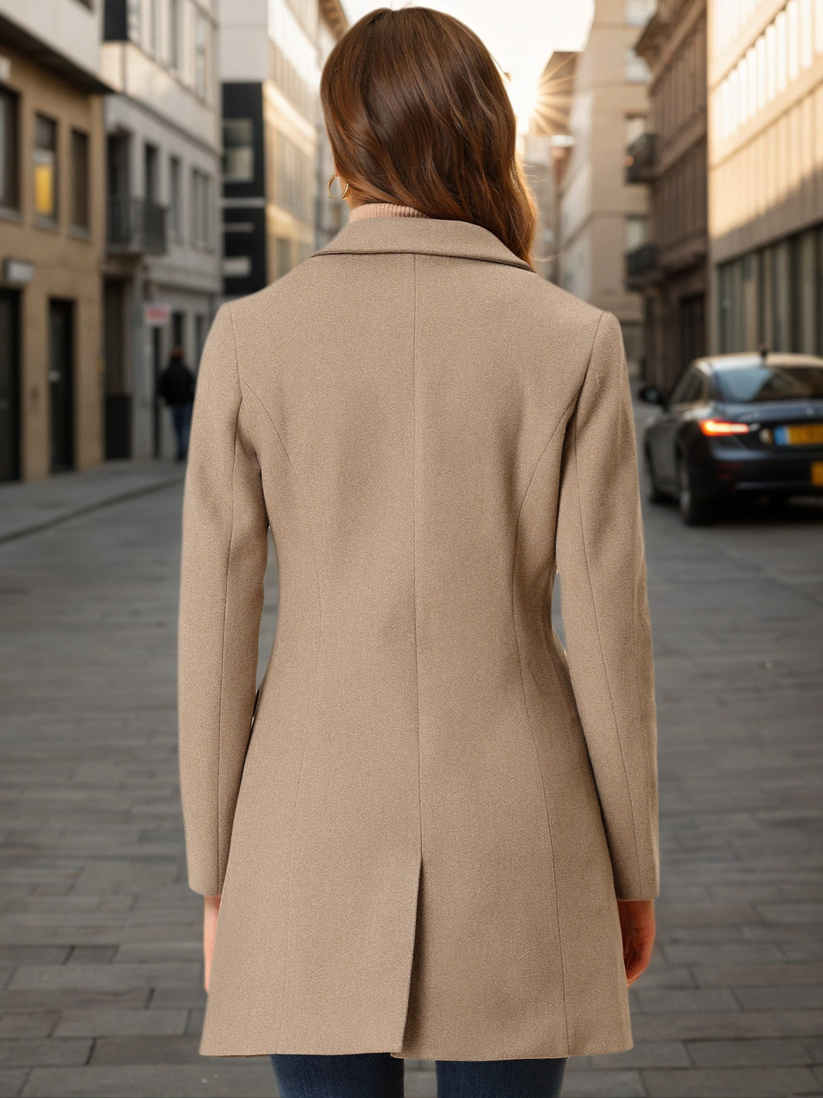 Women's Cozy Pea Coat – Notched Lapel