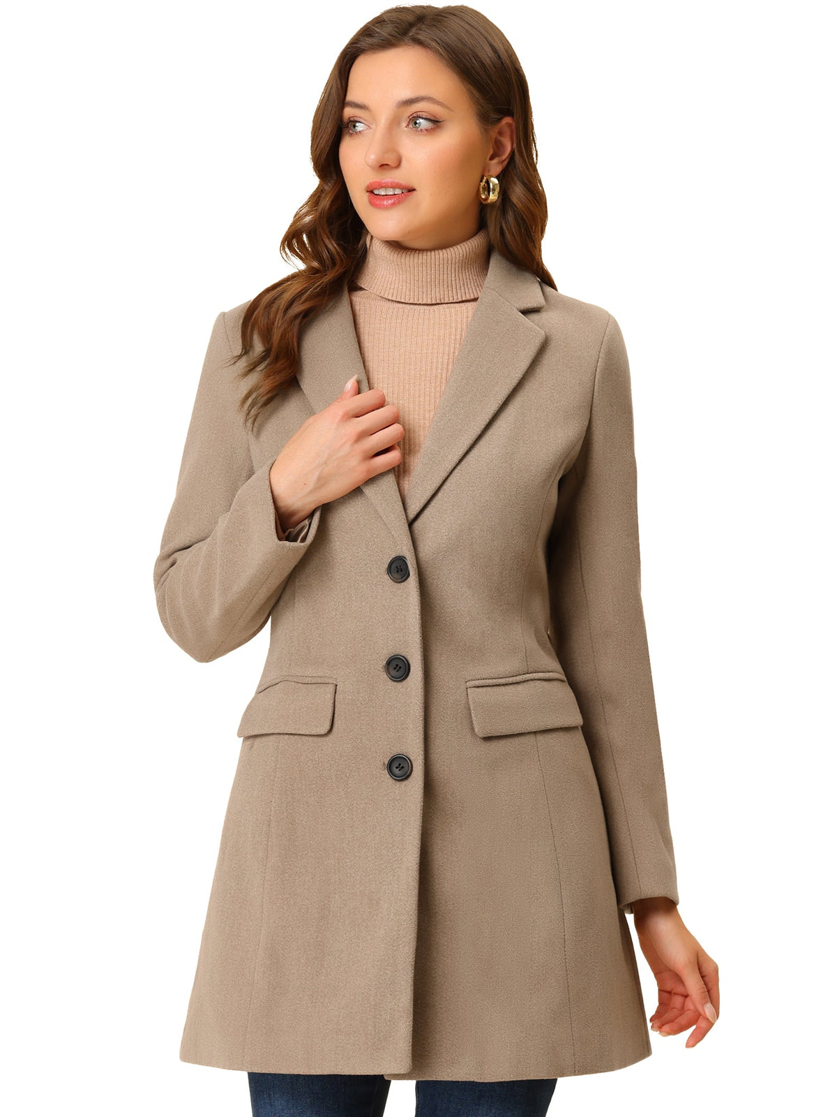 Women's Cozy Pea Coat – Notched Lapel