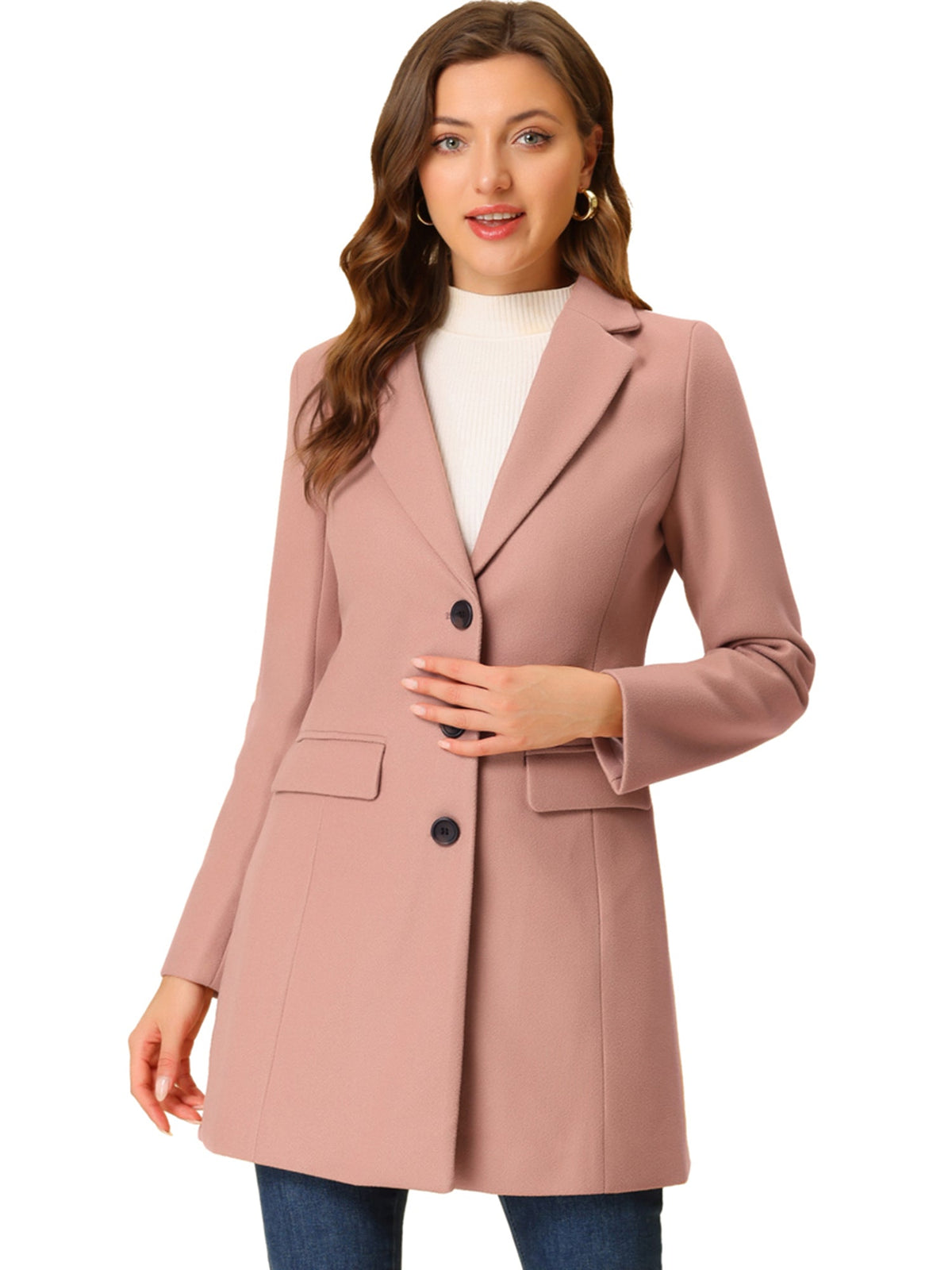 Women's Cozy Pea Coat – Notched Lapel