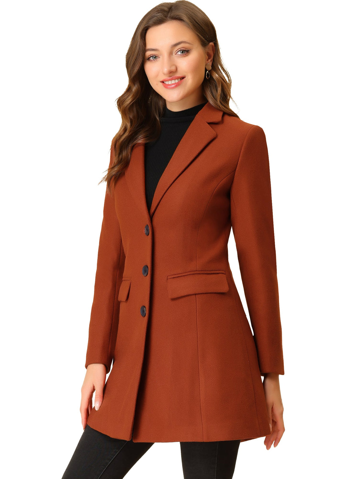 Women's Cozy Pea Coat – Notched Lapel