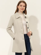 Women's Cozy Long Pea Coat – Button Front