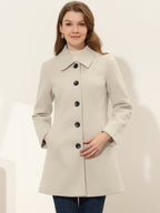 Women's Cozy Long Pea Coat – Button Front
