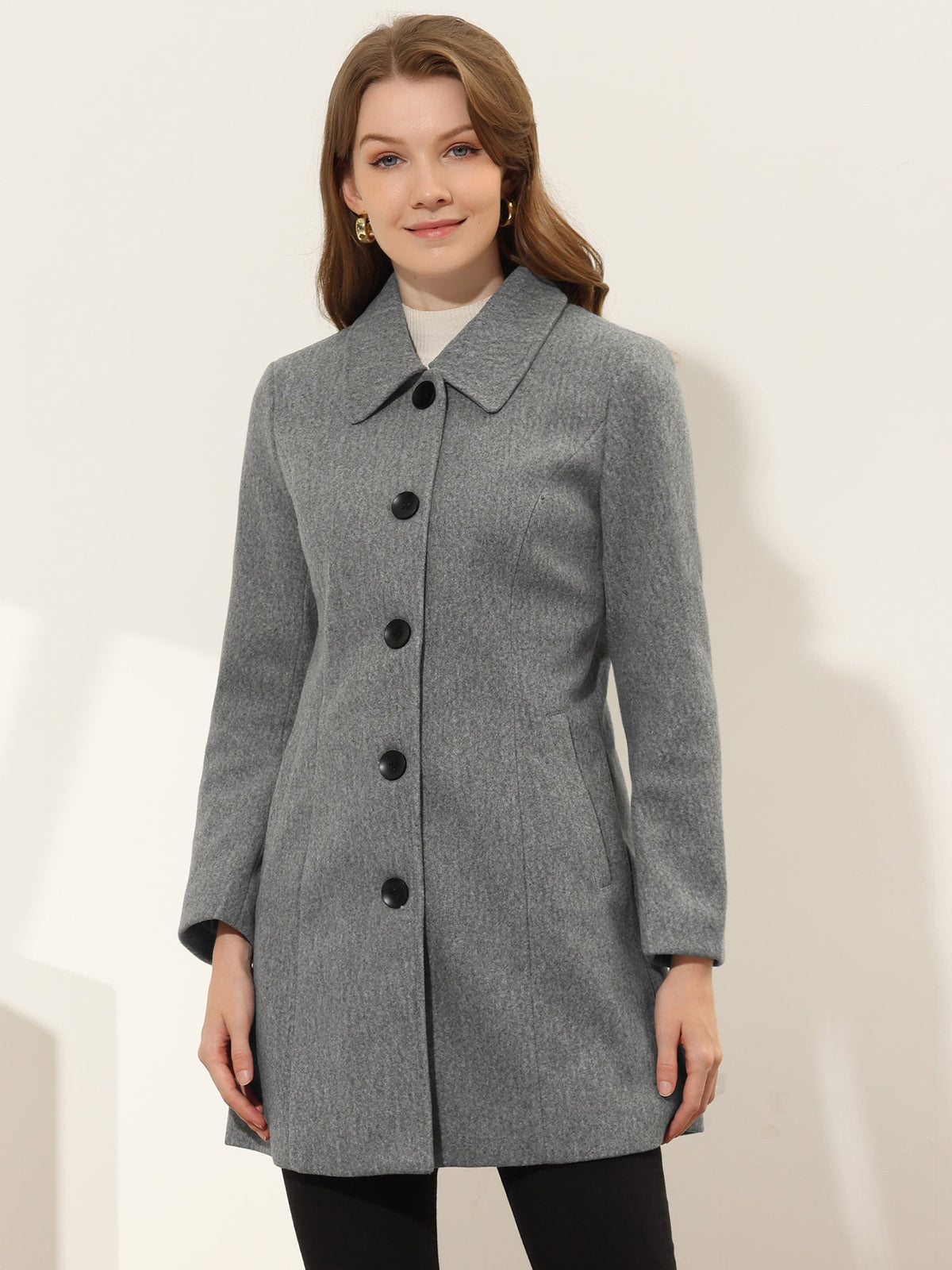 Women's Cozy Long Pea Coat – Button Front