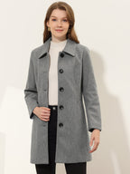 Women's Cozy Long Pea Coat – Button Front