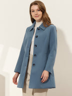 Women's Cozy Long Pea Coat – Button Front
