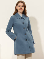 Women's Cozy Long Pea Coat – Button Front