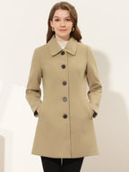 Women's Cozy Long Pea Coat – Button Front
