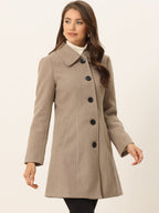 Women's Cozy Long Pea Coat – Button Front