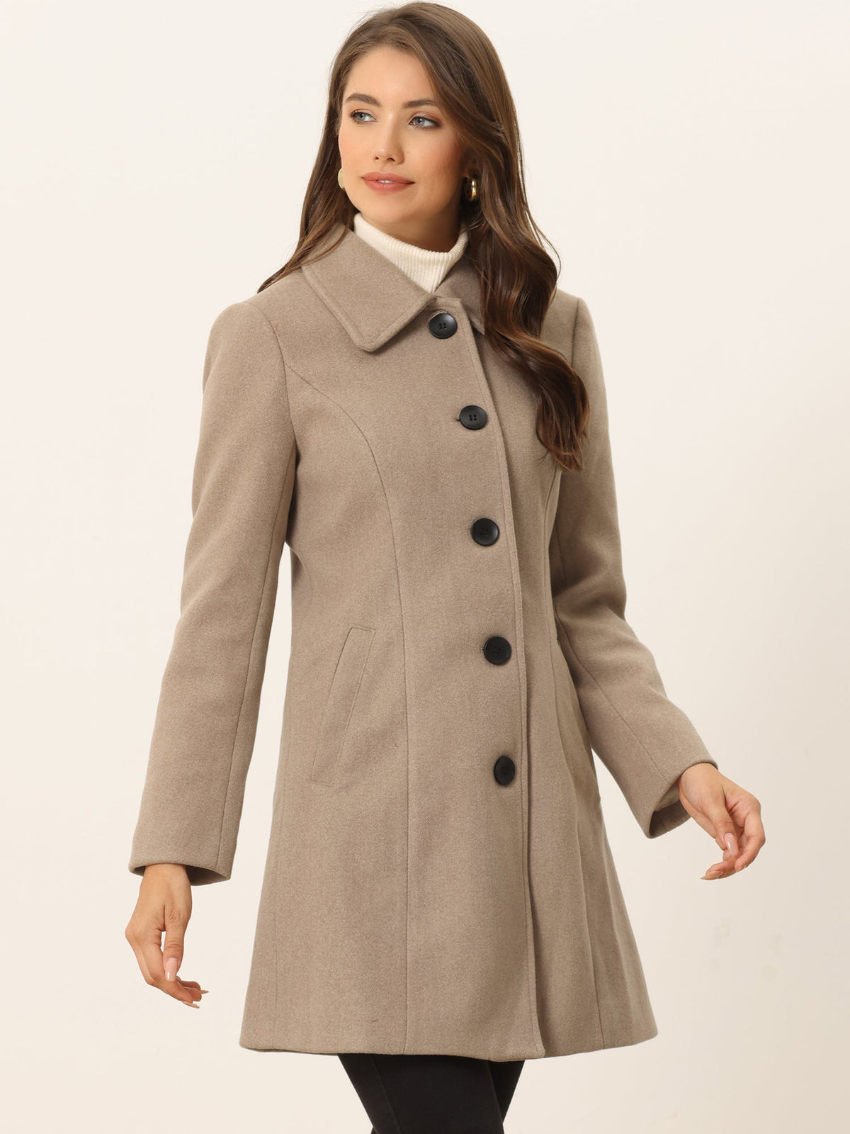 Women's Cozy Long Pea Coat – Button Front