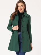 Women's Cozy Long Pea Coat – Button Front