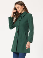 Women's Cozy Long Pea Coat – Button Front